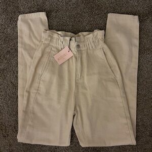 Missguided Tall Neutral Beige Paperbag Trousers